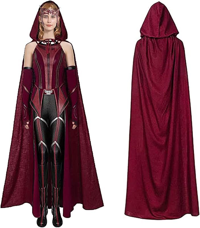 Cafele Scarlet Dress Witch Costume wanda Maximoff Crown Cloak Top Pants Girdle Gloves Full Set Ha... | Amazon (US)