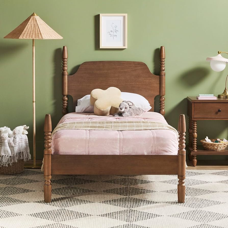 Walker Edison EZ Assembly Traditional Wood Spindle Bed, Vintage Bed Frame, No Box Spring Required... | Amazon (US)