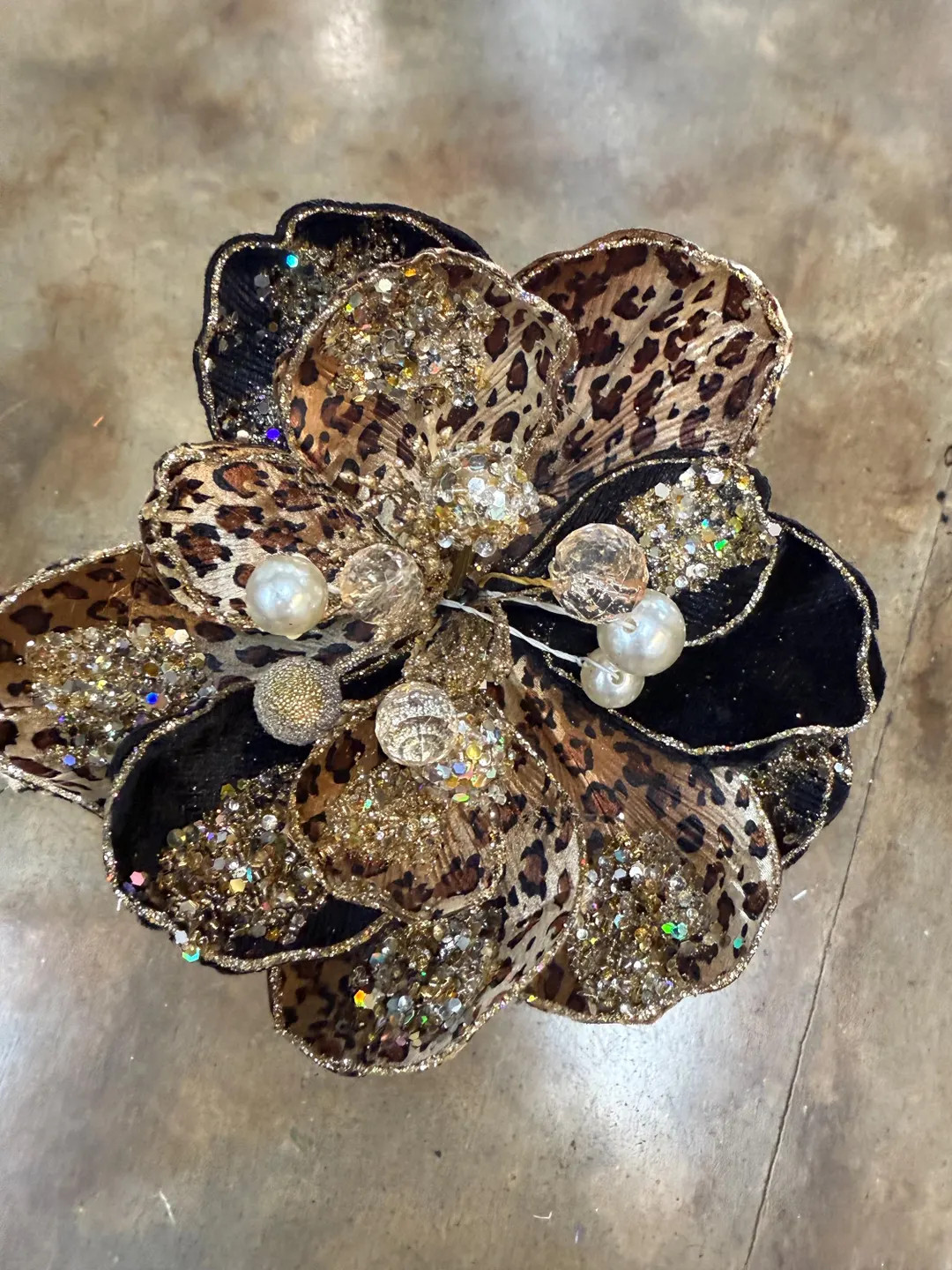 Magnolia Glitter Jewel Safari 24" Stem – Black & Gold Animal Print Flower for Christmas or Vale... | Etsy (US)