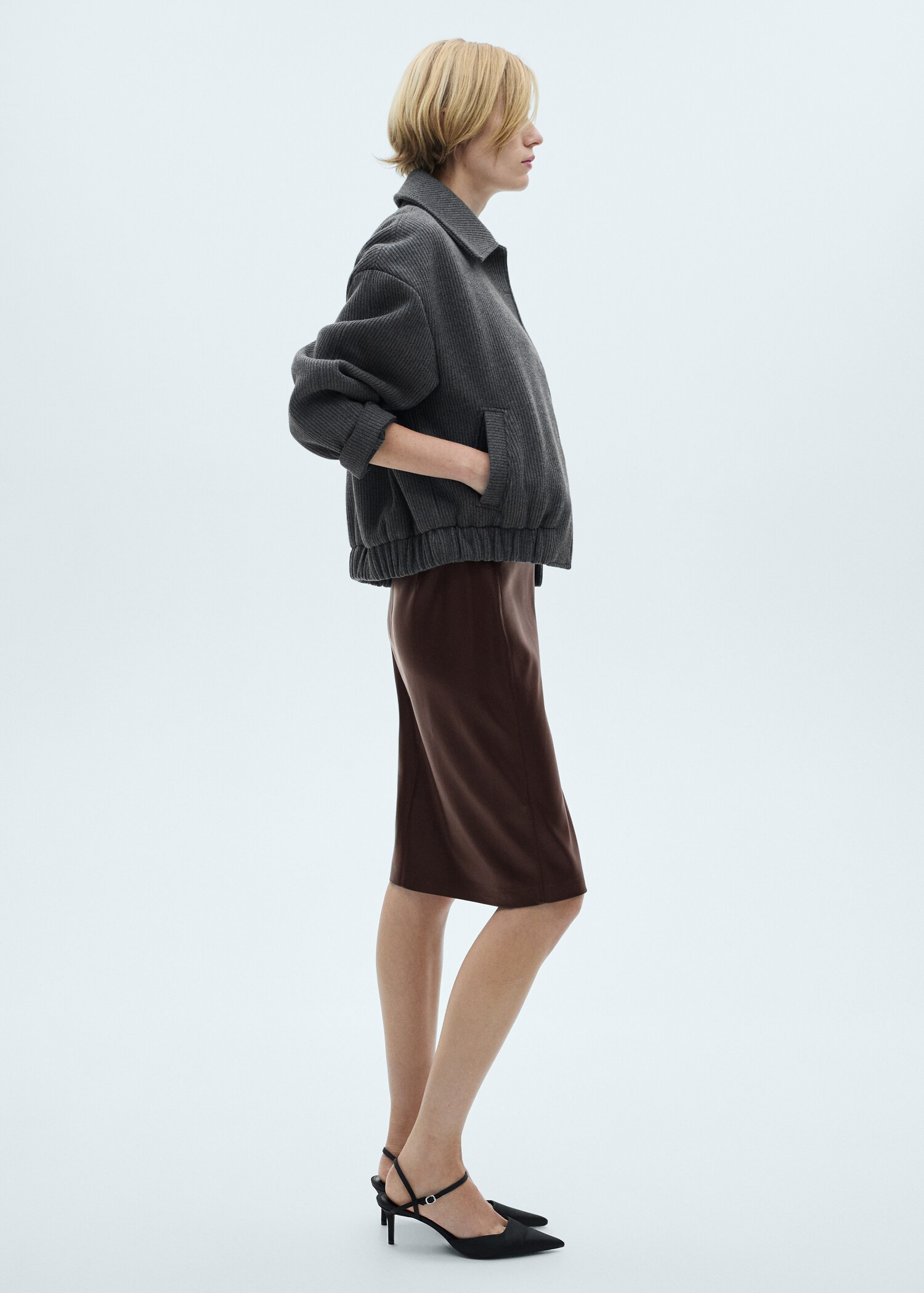 Leather-effect pencil skirt - Women | MANGO United Kingdom | MANGO (UK)