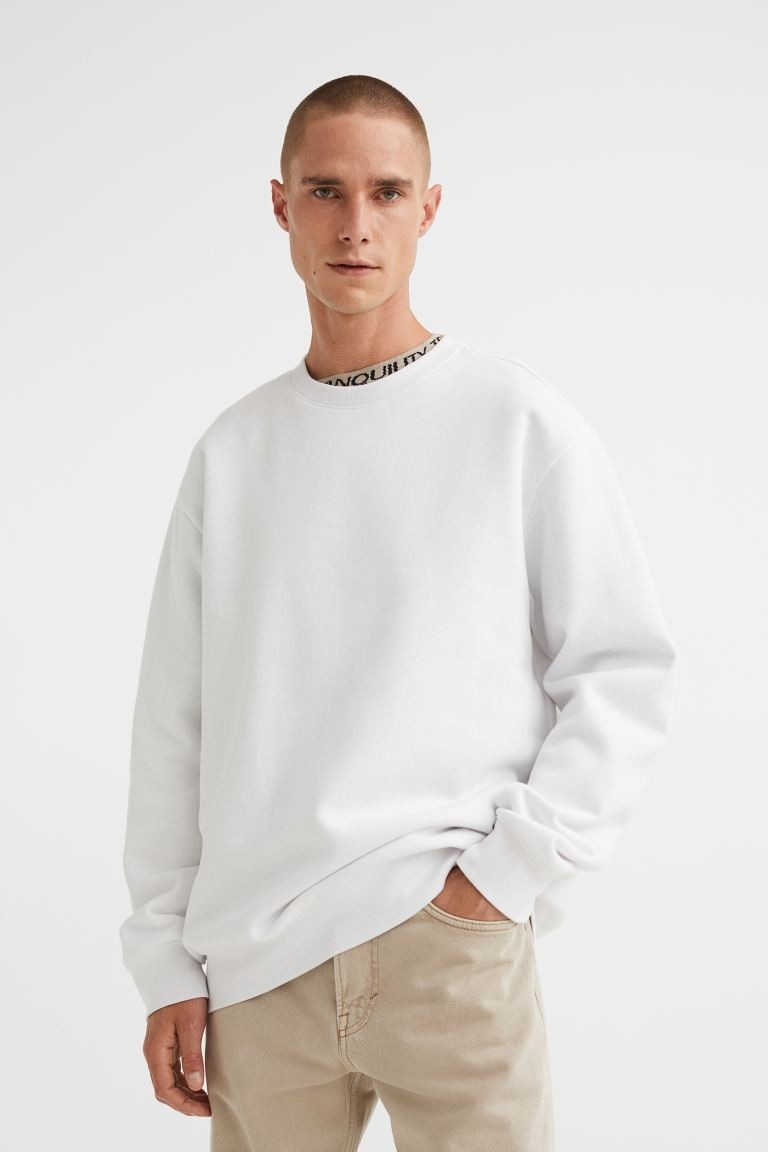 Relaxed Fit Sweatshirt - White - Men | H&M US | H&M (US + CA)