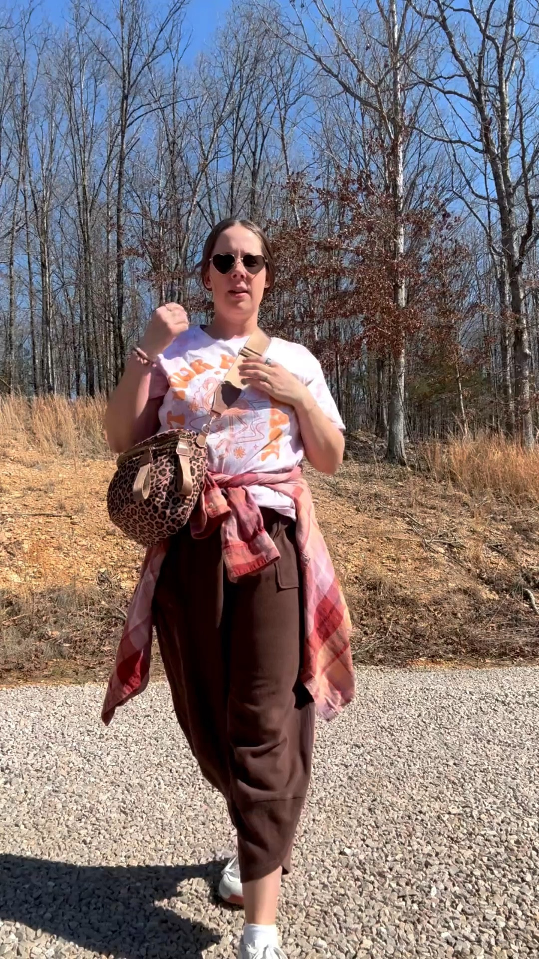 Cutie @getyourpinkback tee!

These pants feel like sweatpants but give you a little bit more trend/style

FAVE heart sunglasses that make me feel young again ✌🏻🕶️

#LTKootd #LTKMidsize