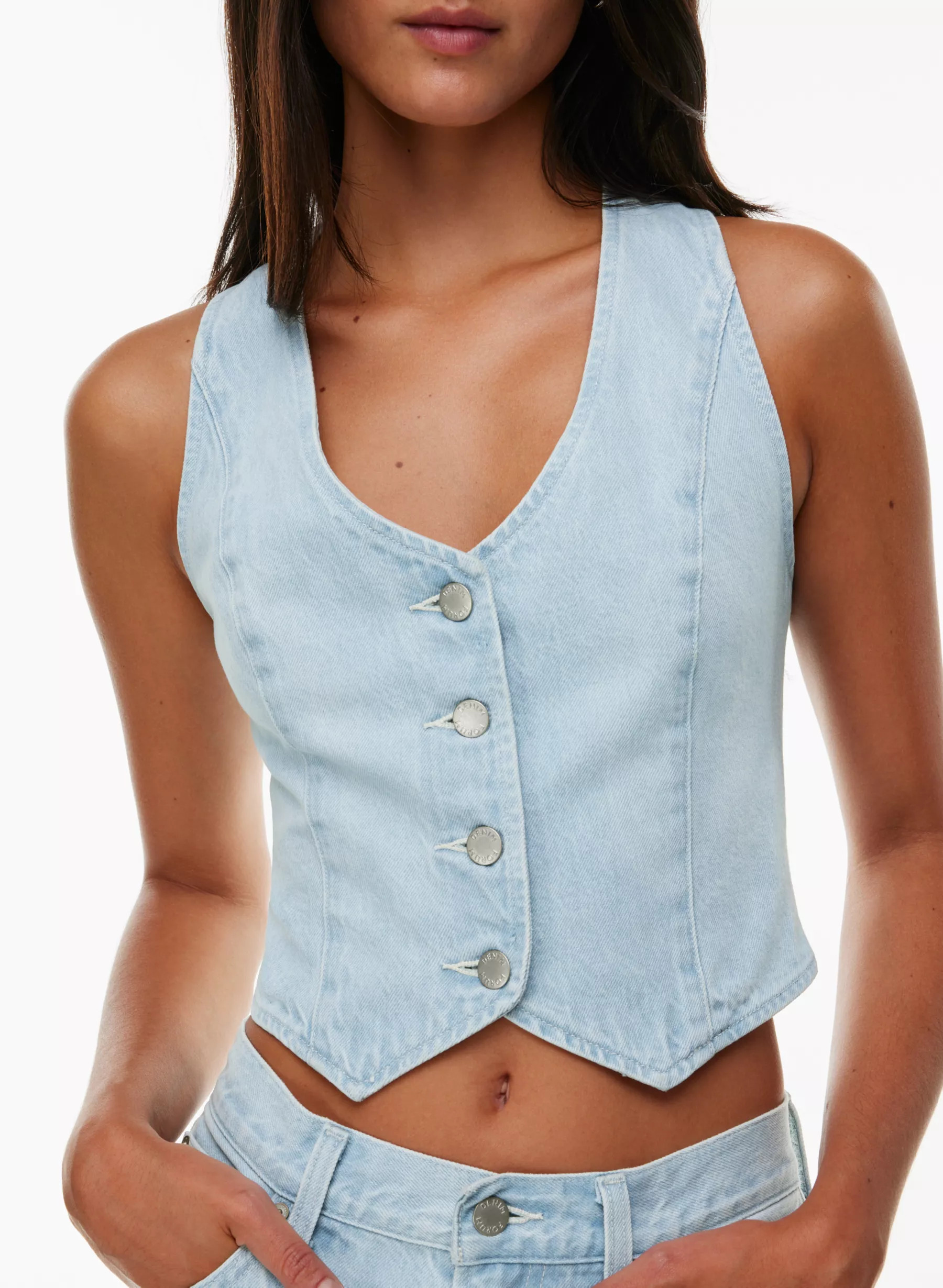 THE '90S MIA DENIM VEST | Aritzia