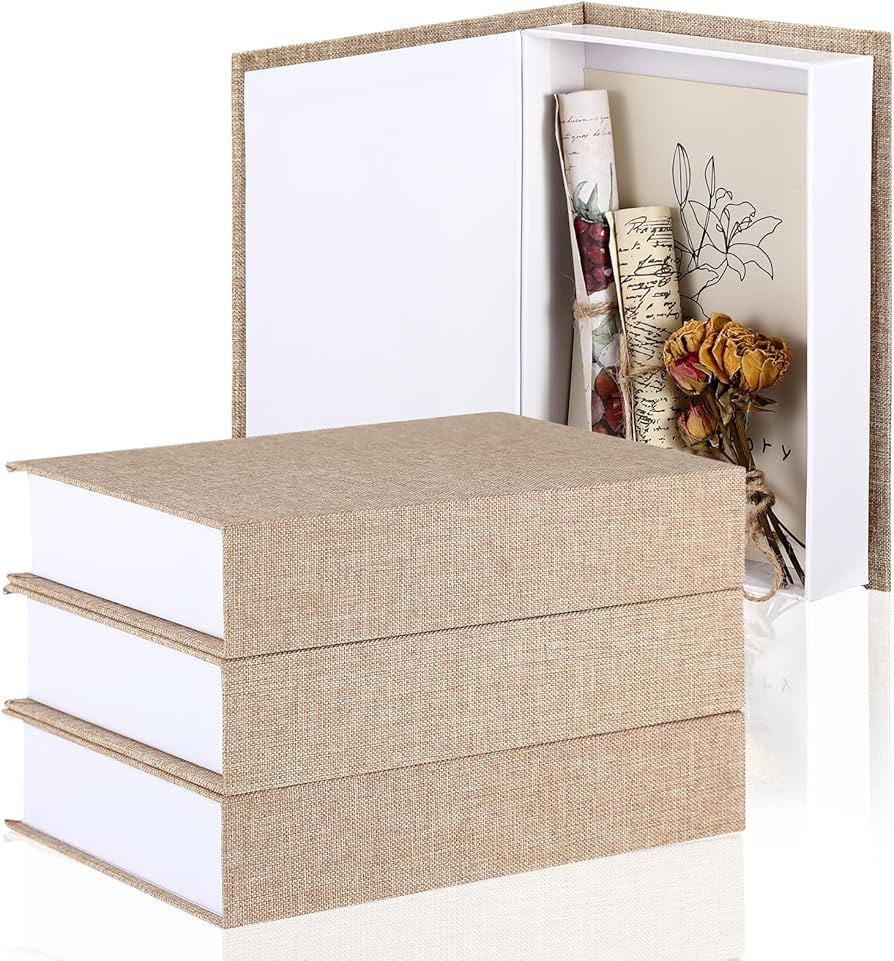 Tioncy 3 Pcs Decorative Book Box Modern Fake Book Storage Box Linen Faux Books for Bookshelf Deco... | Amazon (US)