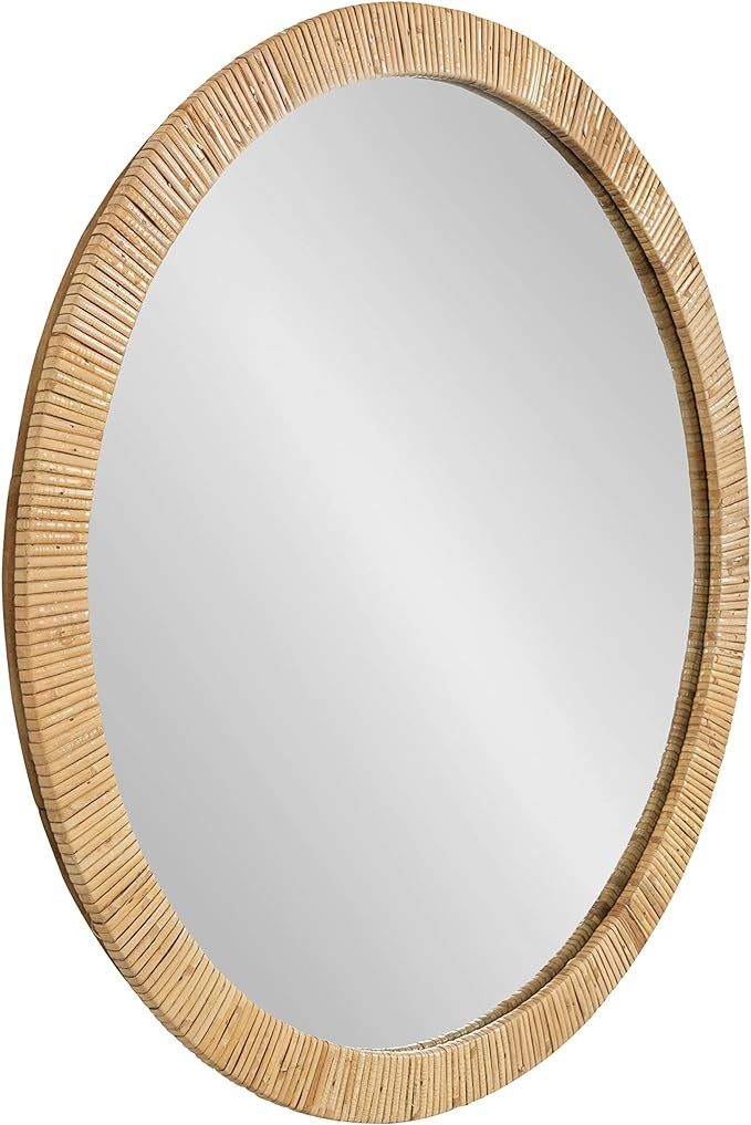 Kate and Laurel Rahfy Boho Round Rattan Mirror, 28 Inch Diameter, Natural Wood, Decorative Round ... | Amazon (US)