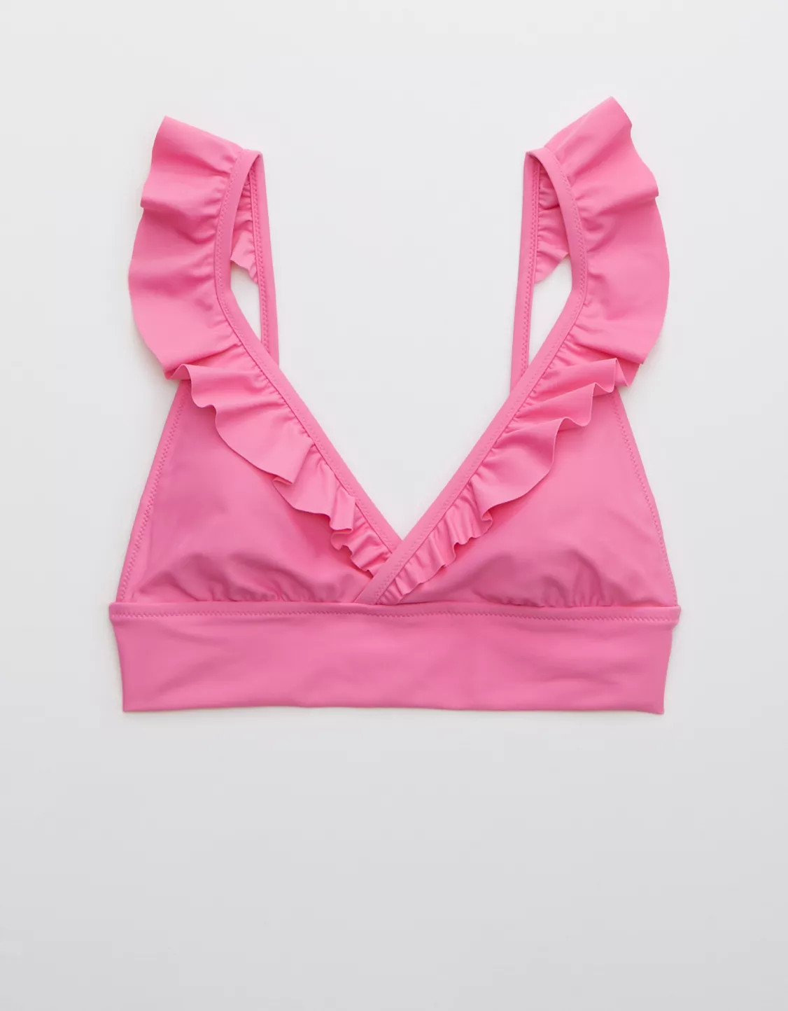 Aerie Ruffle Longline Triangle Bikini Top | American Eagle Outfitters (US & CA)