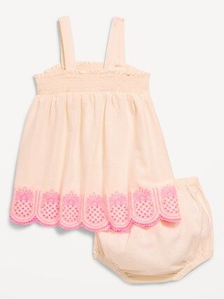 Sleeveless Smocked Embroidered Top and Bloomer Shorts Set for Baby | Old Navy (US)