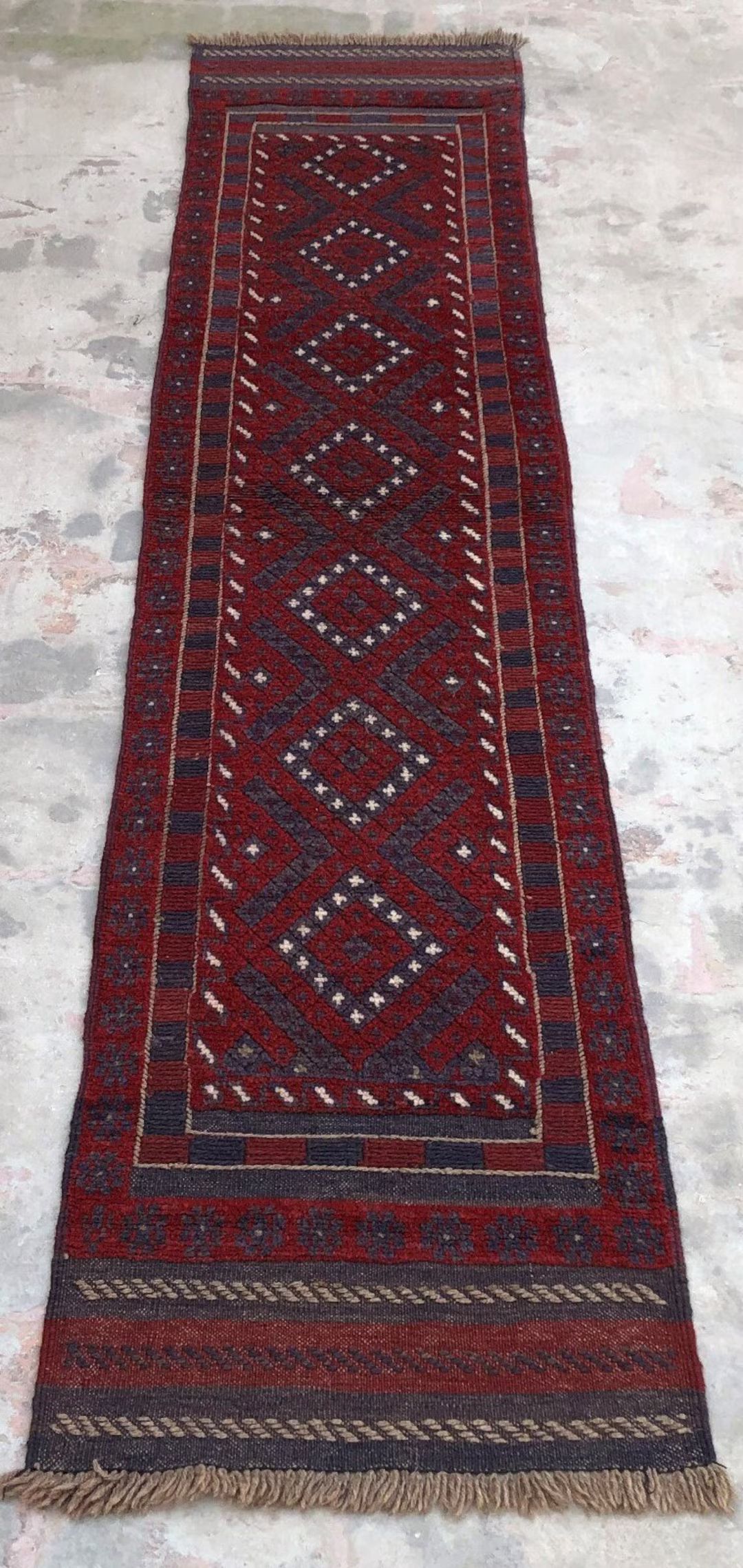 2x8.6 ft Vintage Runner Rug, Ethnic Mushwani  Geometric Rug, Afghan Handmade Wool Runner Rug, Wid... | Etsy (US)