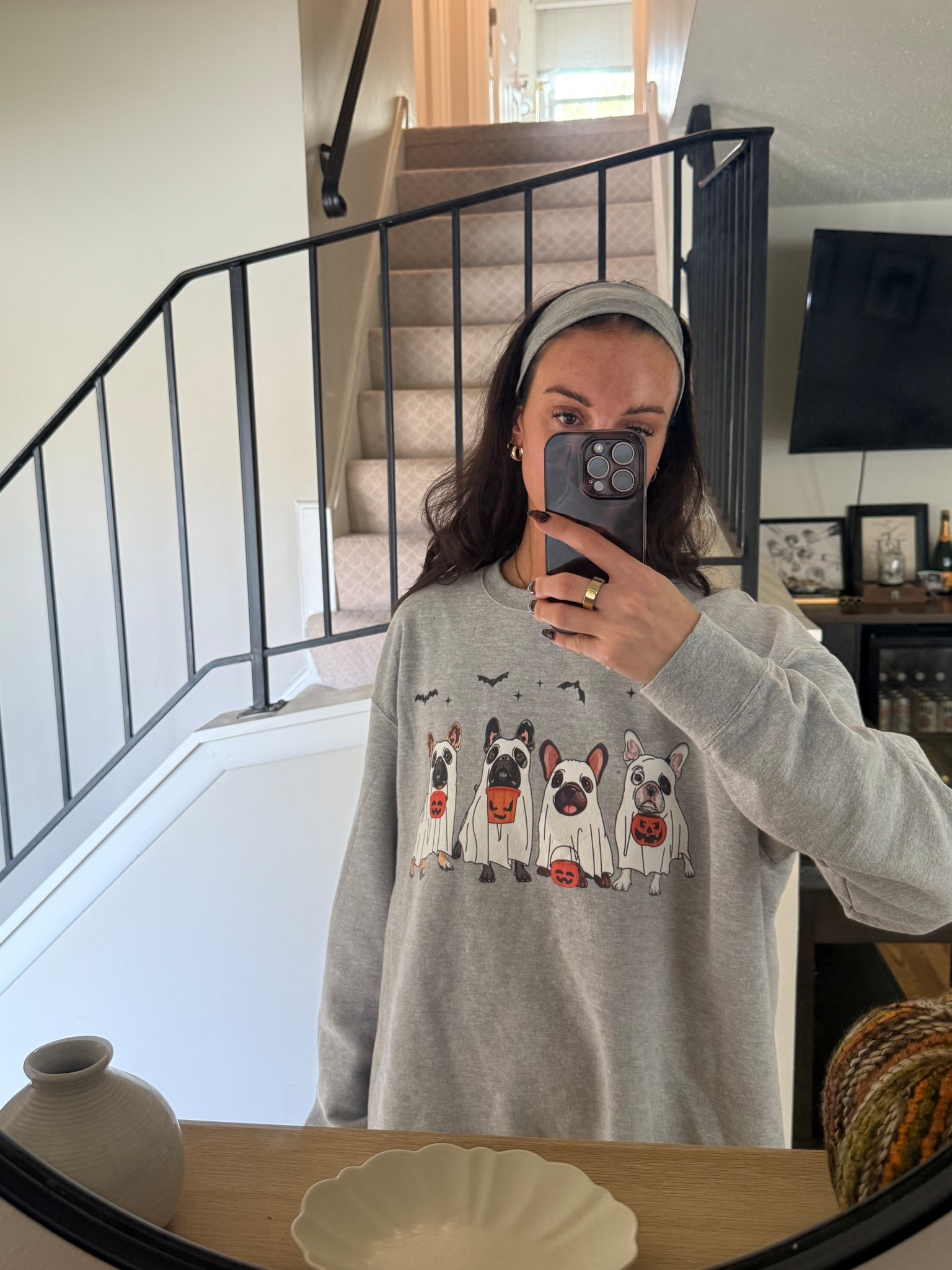 Frenchie ghost Halloween crewneck