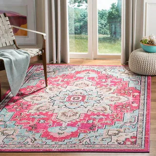 Safavieh Madison Diederike Vintage Boho Medallion Rug - 9' x 12' - Cream/Blue | Bed Bath & Beyond
