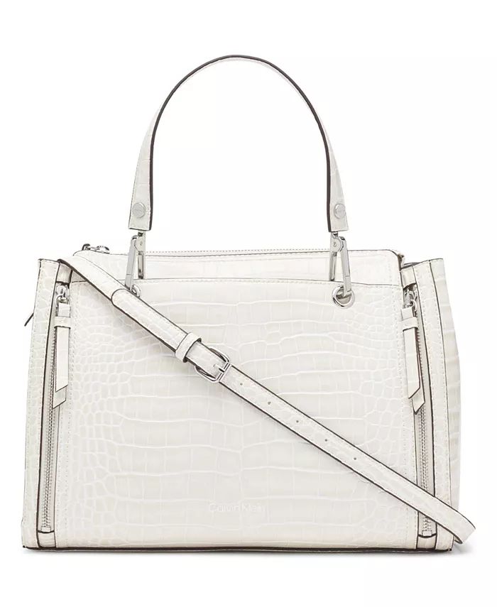 Calvin Klein Garnet Triple Compartment Top Zipper Satchel & Reviews - Handbags & Accessories - Ma... | Macys (US)