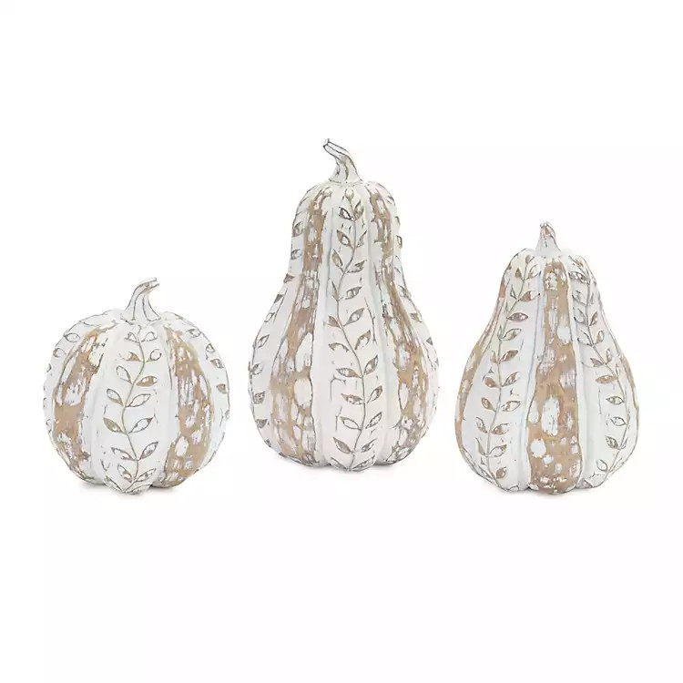 Distressed White Pumpkins, Set of 3 | Kirkland's Home