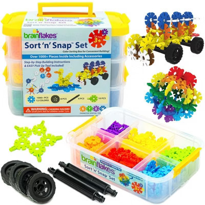 Brain Flakes 1000 Piece Sort ‘n’ Snap Set - Wheel Pieces and Special Parts Included - A Great Stem Toy for Both Boys and Girls | Target