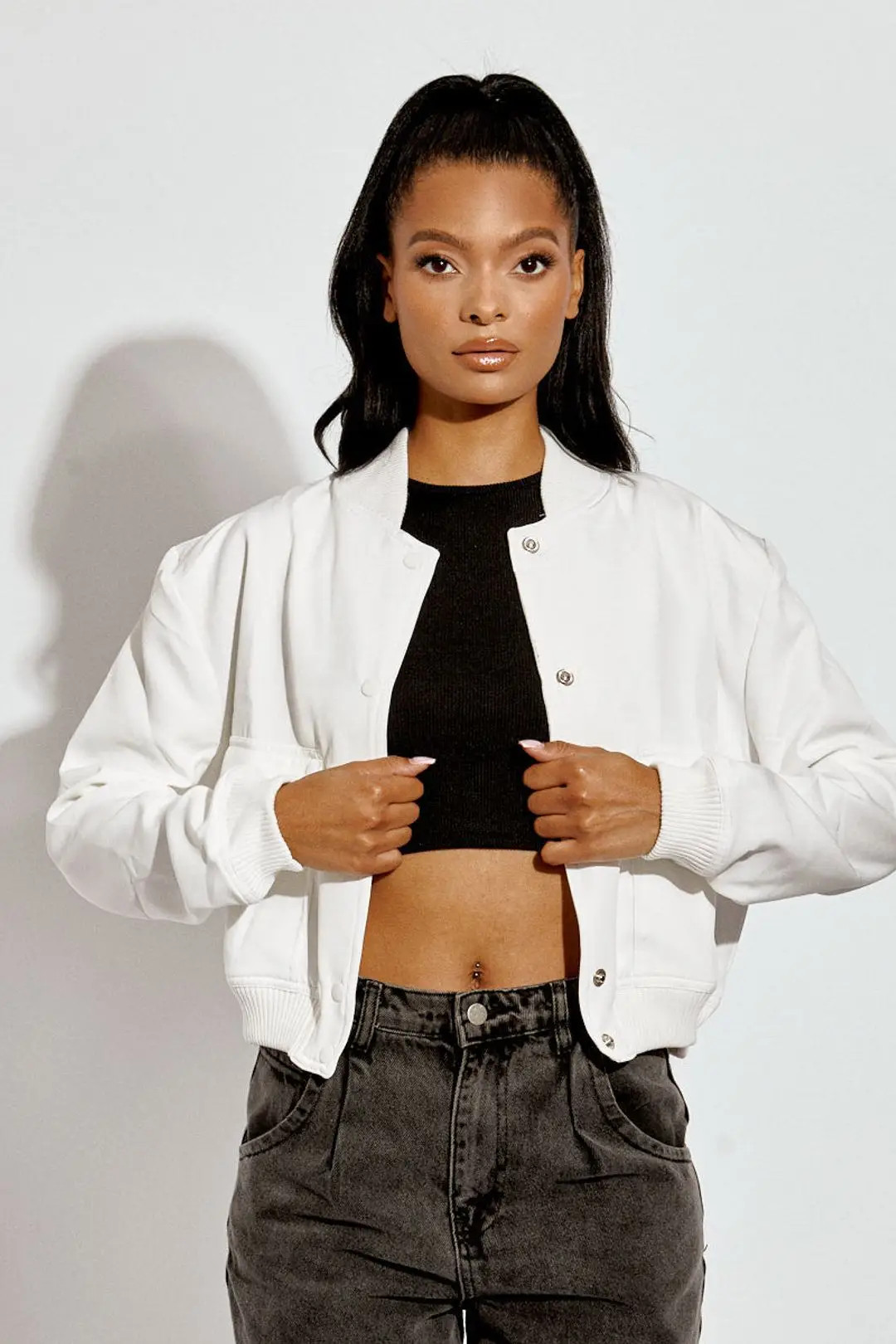 STYLEWISE Satin Finish - Cropped Fit - Bomber Jacket | PrettyLittleThing UK