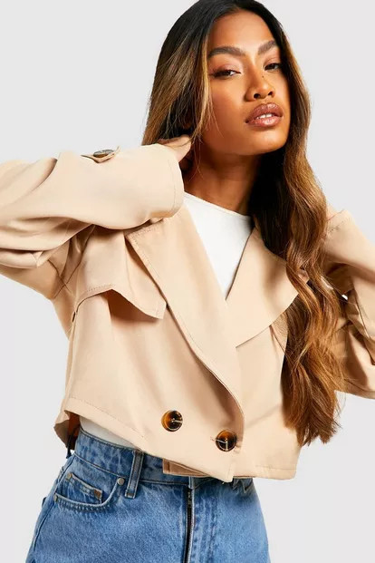 Short Double Breasted Trench Coat | Boohoo.com (US & CA)