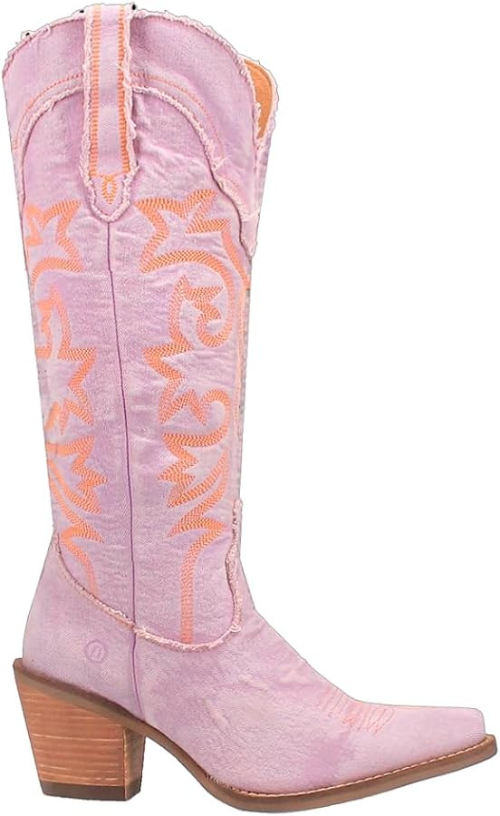 Dingo Womens Texas Tornado Embroidery Snip Toe Casual Boots Knee High Mid Heel 2-3" - Black, Oran... | Amazon (US)