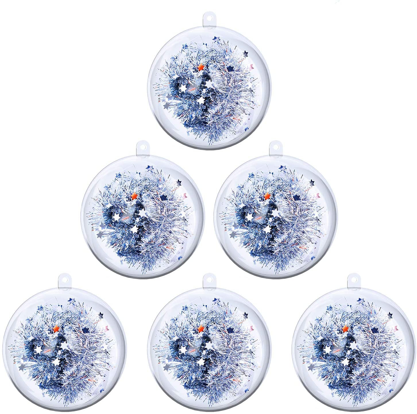 20Pcs (3.15"/80mm) Clear DIYChristmas Ornaments, Clear Plastic Fillable Ornaments Ball, for Chris... | Amazon (US)