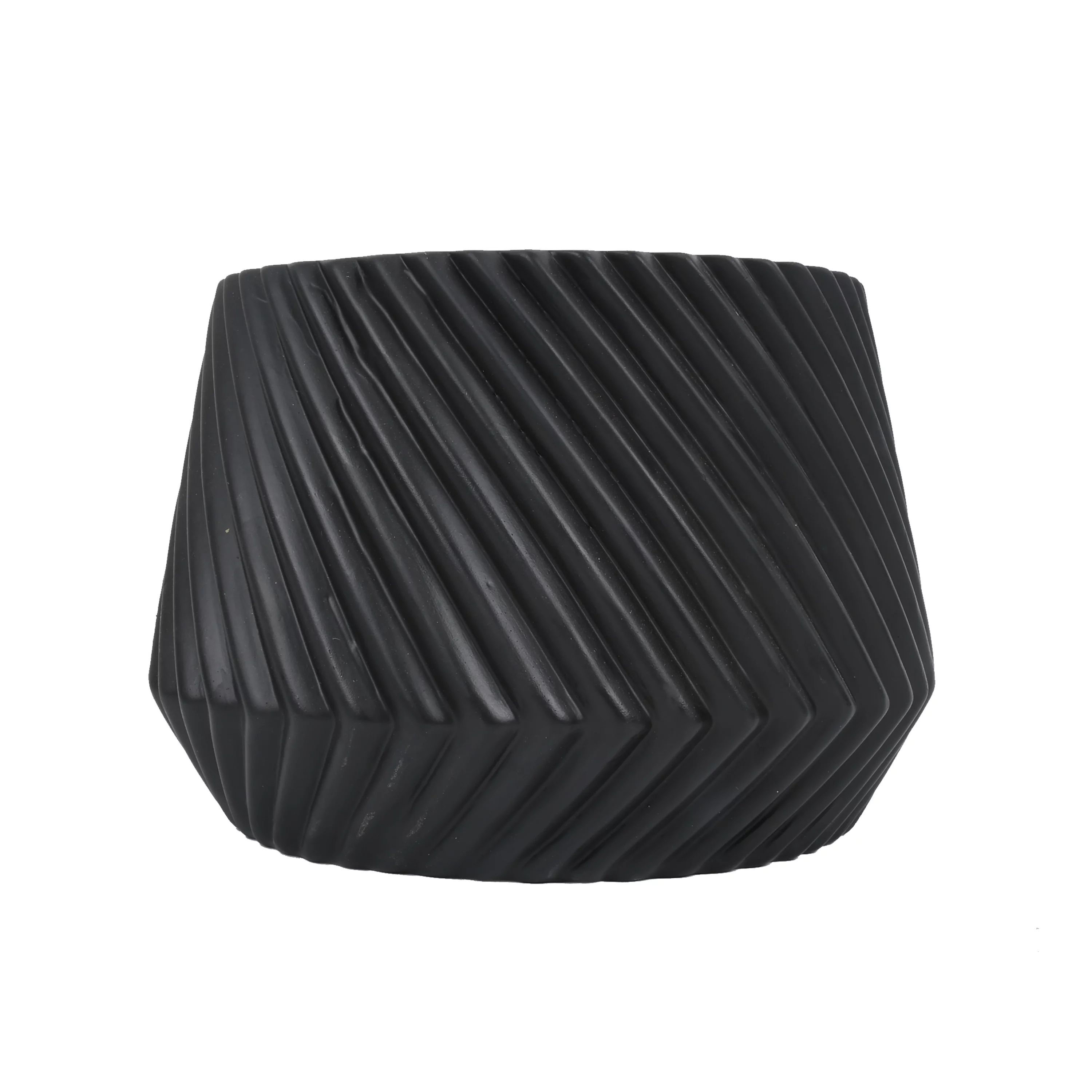 Better Homes and Gardens Black Ceramic Ridge Planter, 8" L x 8" W x 5.5" H | Walmart (US)