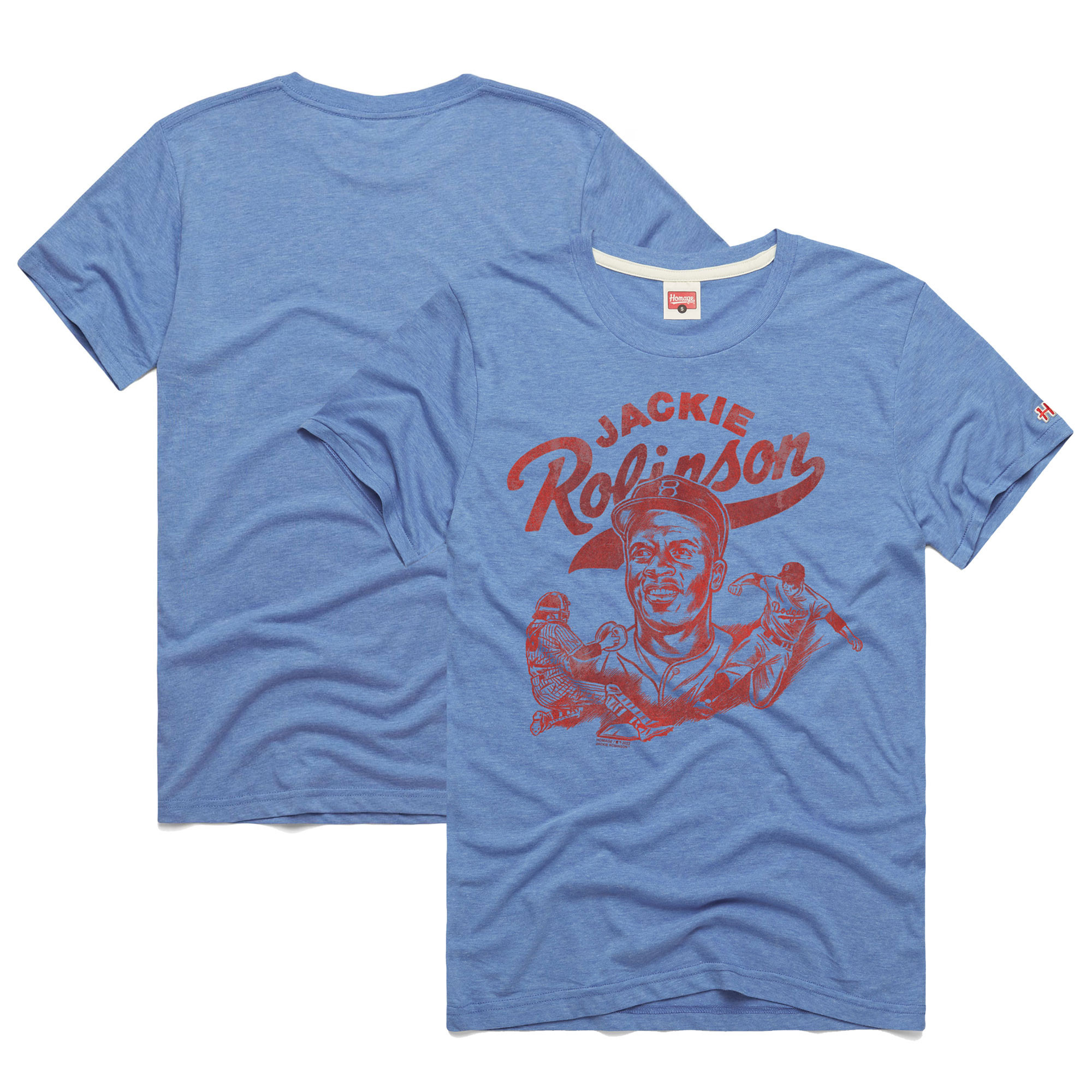 Men's Homage Jackie Robinson Light Blue Brooklyn Dodgers Graphic Player T-Shirt | Fanatics