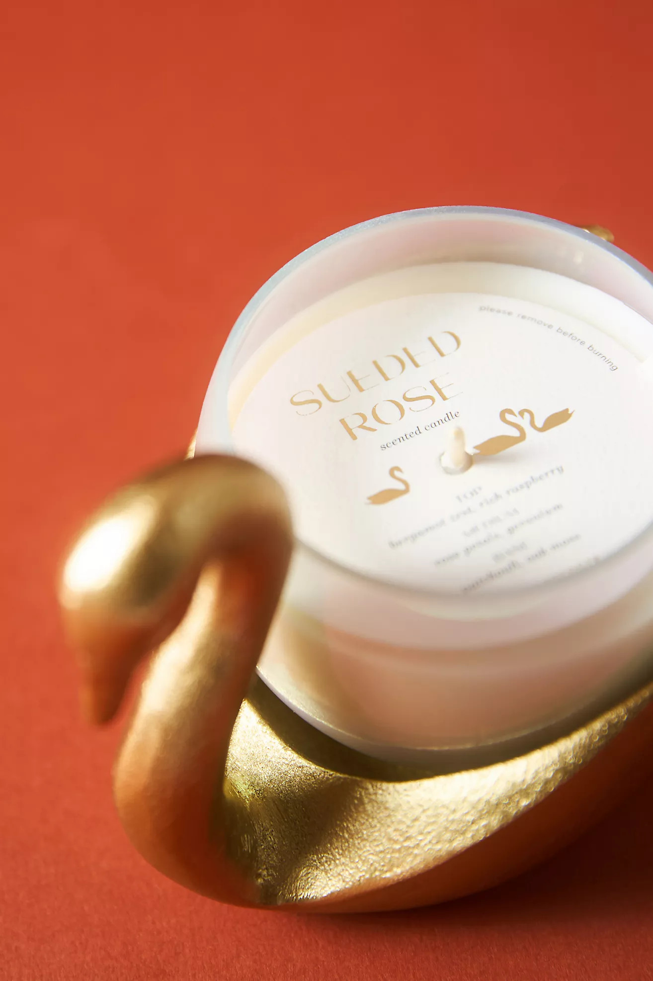 Camille Floral Sueded Rose Swan Candle | Anthropologie (US)