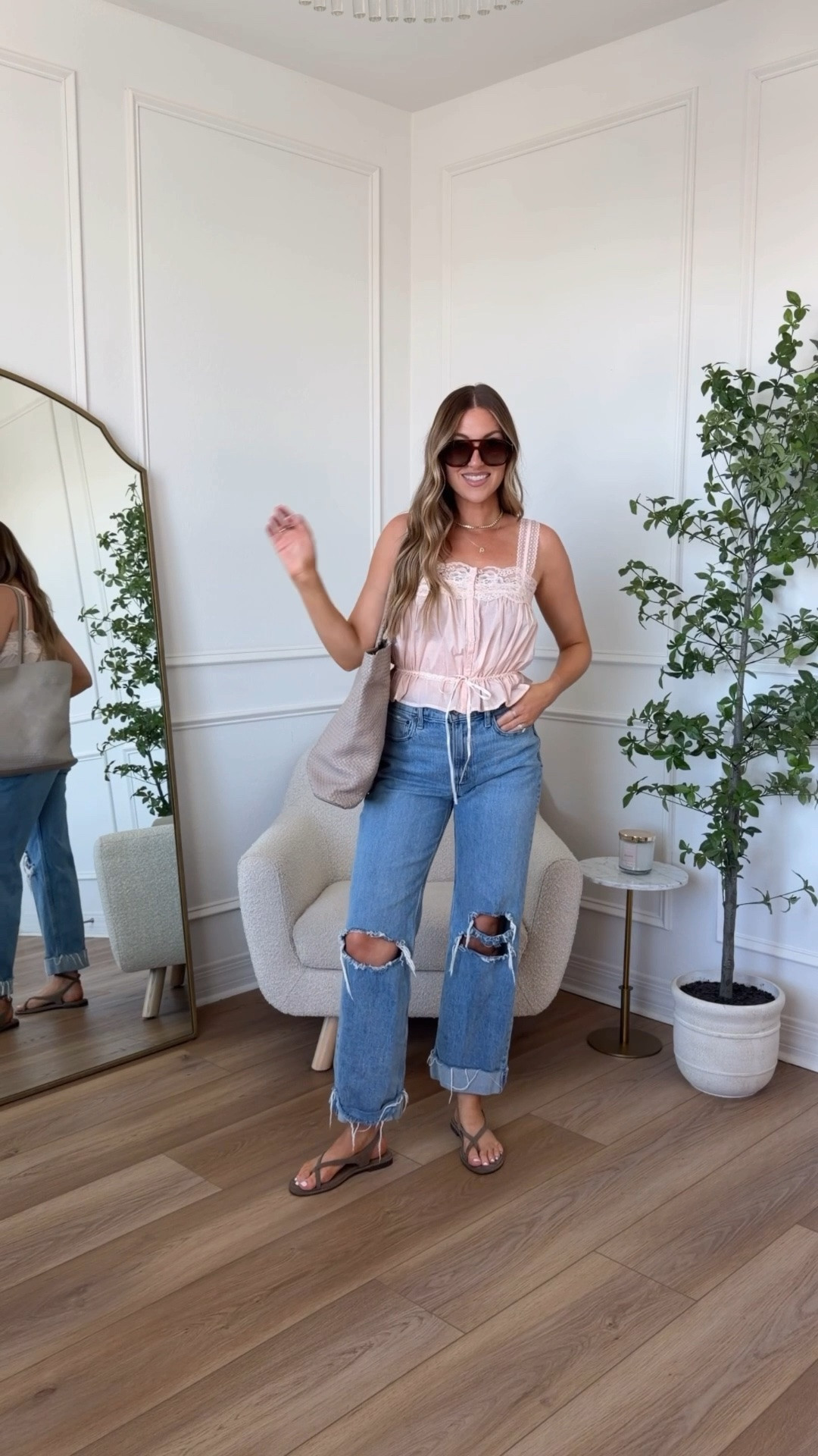 Easy spring outfit! Jeans and top are on sale + use code SHORTSAF for extra 15% off! Wearing a small top and 27 short in jeans. I got the short length for a cropped look (I’m 5’7”)

#LTKootd #LTKgrwm