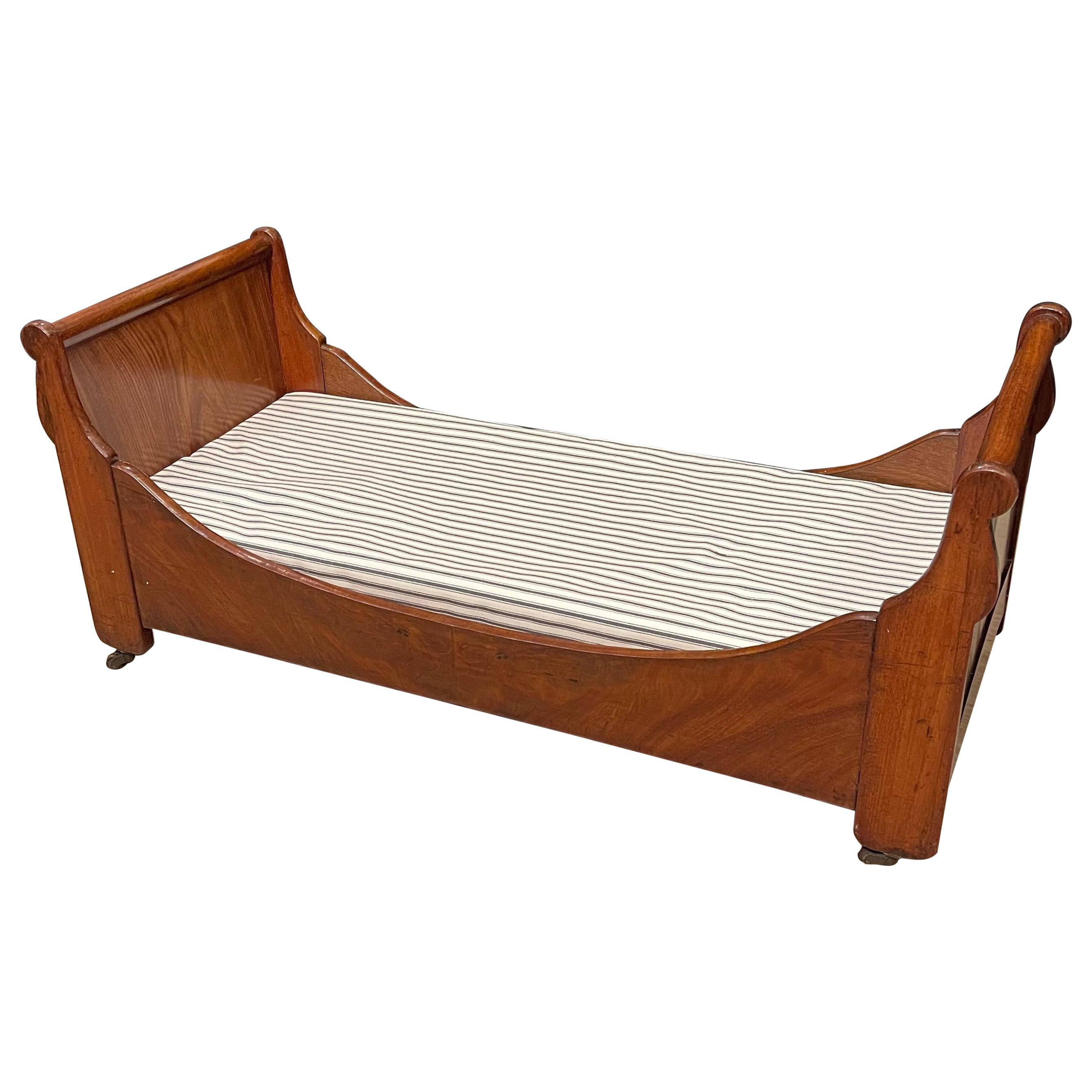 Antique Empire Mahogany Sleigh Bed, Cabinet Makers Example, as Dog Bed | 1stDibs