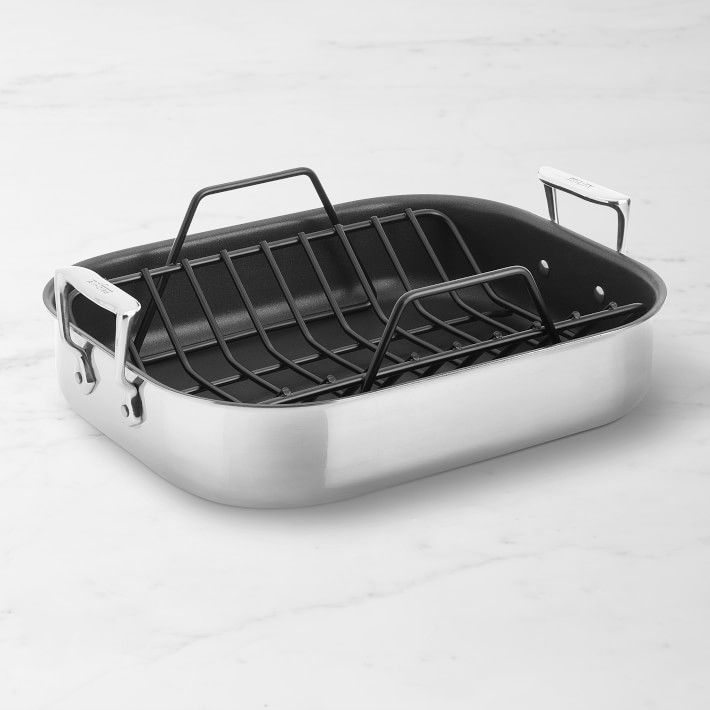 All-Clad Stainless-Steel Nonstick Roasting Pan with Rack | Williams-Sonoma