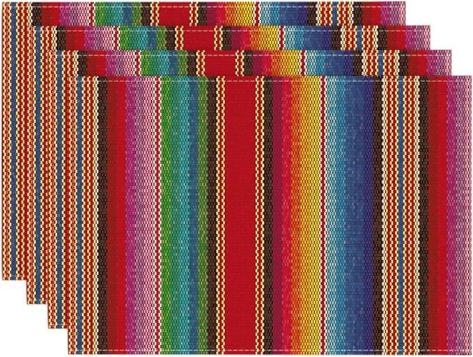 Artoid Mode Colorful Stripes Dia De Los Muertos Fiesta Mexico Placemats Set of 4, 12x18 Inch Spri... | Amazon (US)