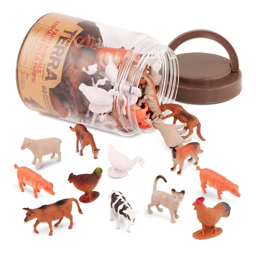 Terra by Battat – 60pcs Farm Animals Toy Tube – Mini Plastic Barnyard Animal Figurines for Ki... | Amazon (US)