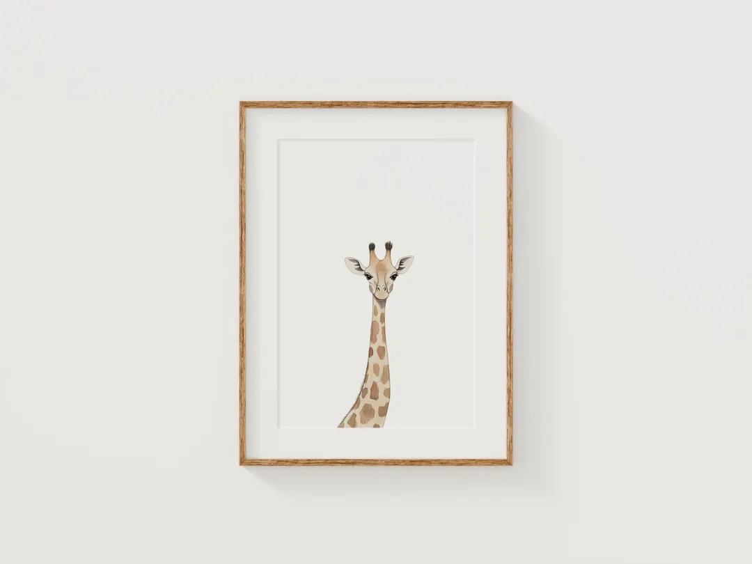 Vintage Giraffe Nursery Wall Print, Boho Watercolor Giraffe Print, Jungle Animal Printable Wall A... | Etsy (US)