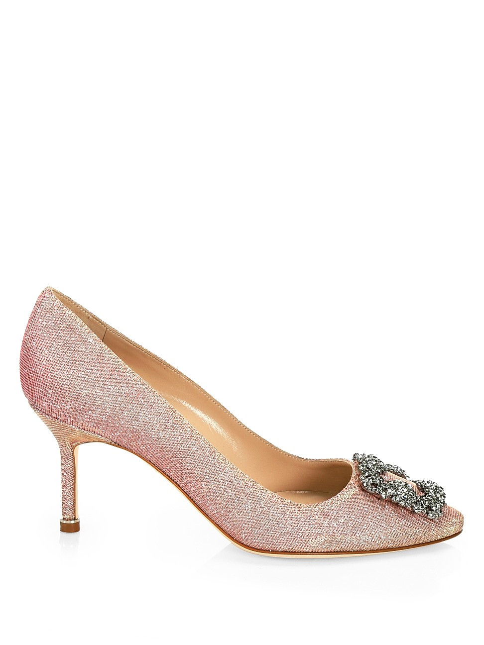 Manolo Blahnik Women's Hangisi 70 Embellished Shimmer Pumps - Champagne Pink - Size 8.5 | Saks Fifth Avenue