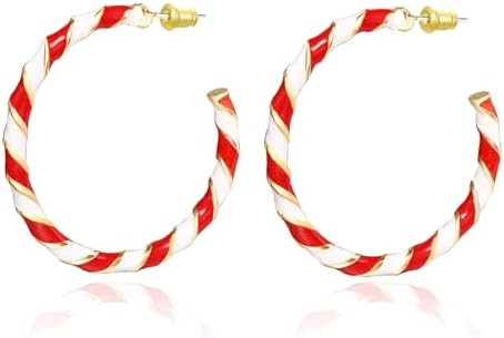 Stocking Stuffers - Christmas Earrings for Women Xmas Oval Hoop Dangle hypoallergenic Earrings Ch... | Amazon (US)