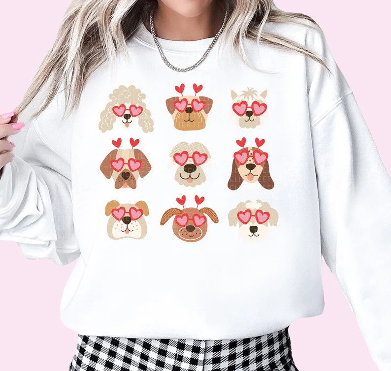 Valentine Sweatshirt Dog Lover Sweatshirt Valentines Shirts for Women Cute Dogs Valentine's Day S... | Etsy (US)