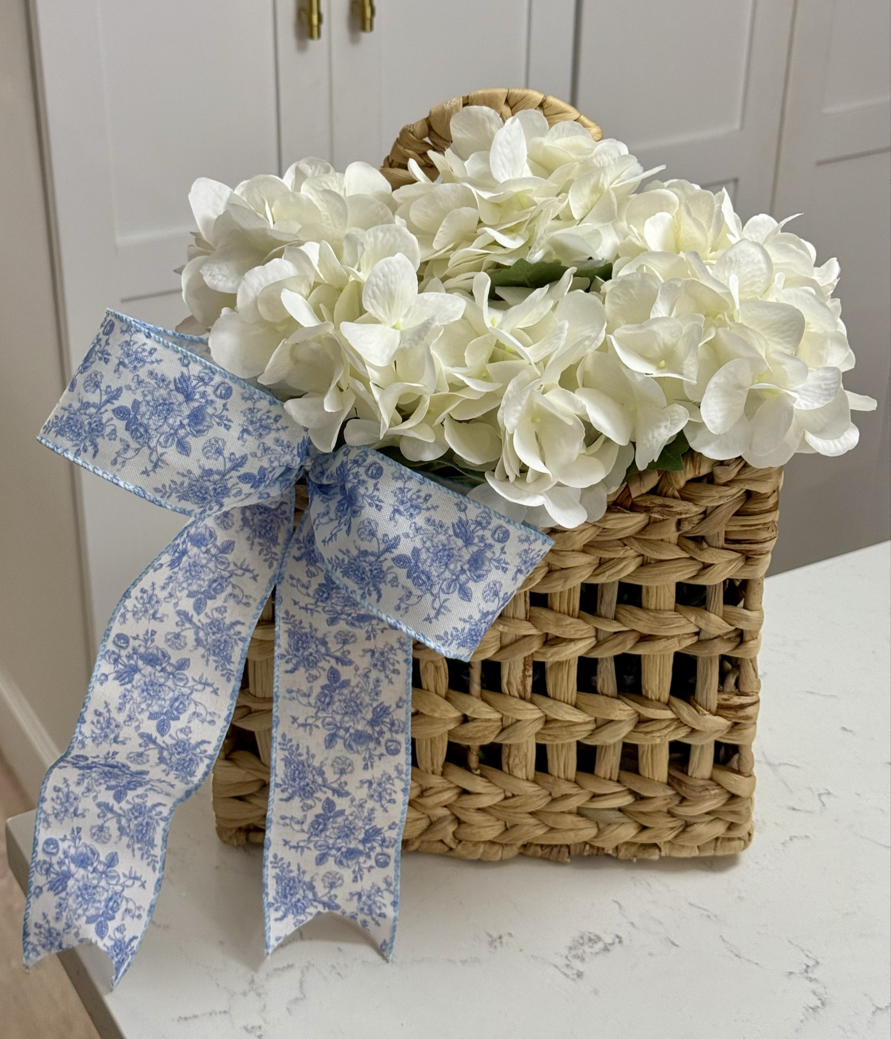 The beautiful hanging baskets are back in stock at Walmart. I may hang this one on my back door. This ribbon is my favorite for spring and summer. 🤍💙

#LTKHome #LTKSeasonal