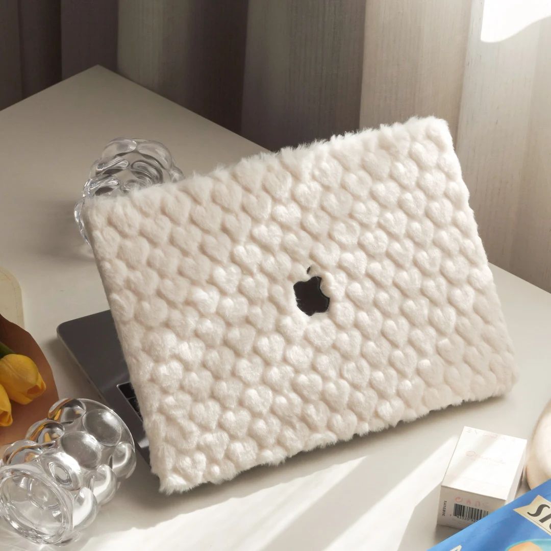 Heart-Shaped Beige Rabbit Plush Case MacBook Pro 13 M1 MacBook pro 14 inch 15 16 Touch Bar Retina... | Etsy (US)