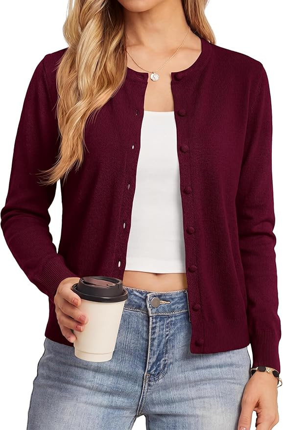 BTFBM Cardigan Sweaters for Women Lightweight Sweater Button Down Casual Knit Shrugs Tops Spring ... | Amazon (US)
