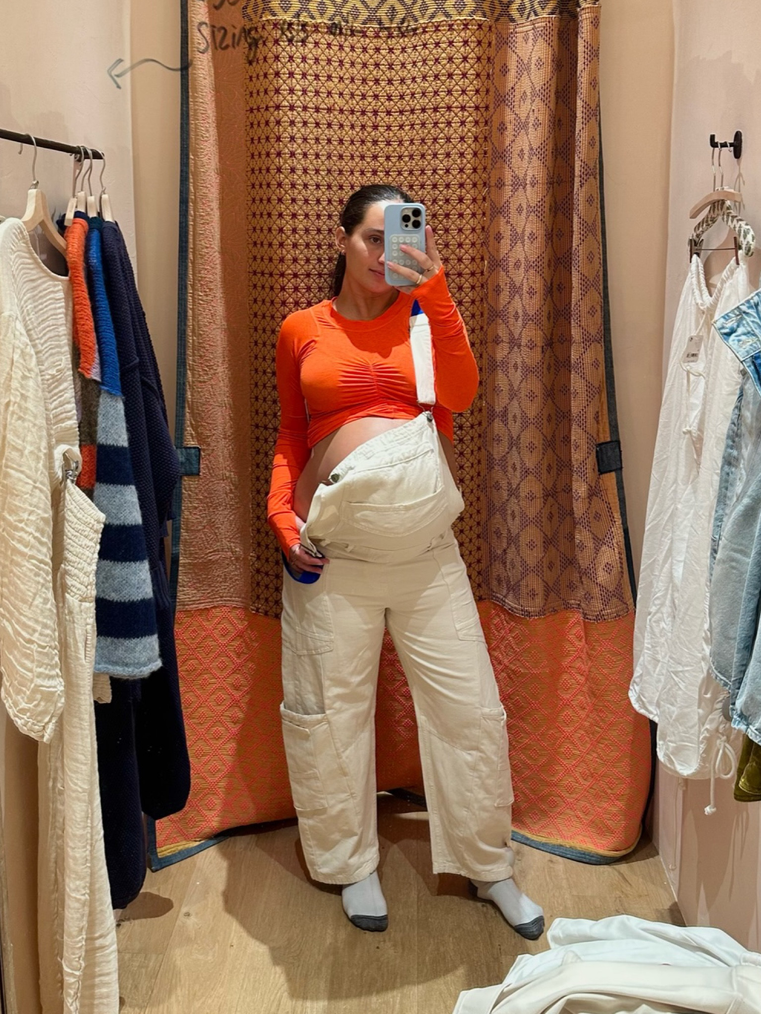 dressing room ootd🧡 sized up in these overalls and they’re perfect to fit the baby bump! so comfy 

fall outfits | overalls | layering shirt | free people | fall fashion | thanksgiving outfit | maternity overalls | pregnancy style | 

#LTKSeasonal #LTKHoliday #LTKbump