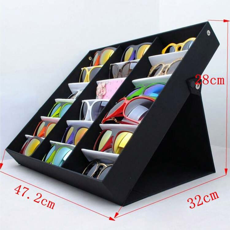 18 Grids Eyeglass Display Box Showcase Organizer Velvet Eyeglasses Collector Showcase Organizer Jewelry Tray Stand | SHEIN