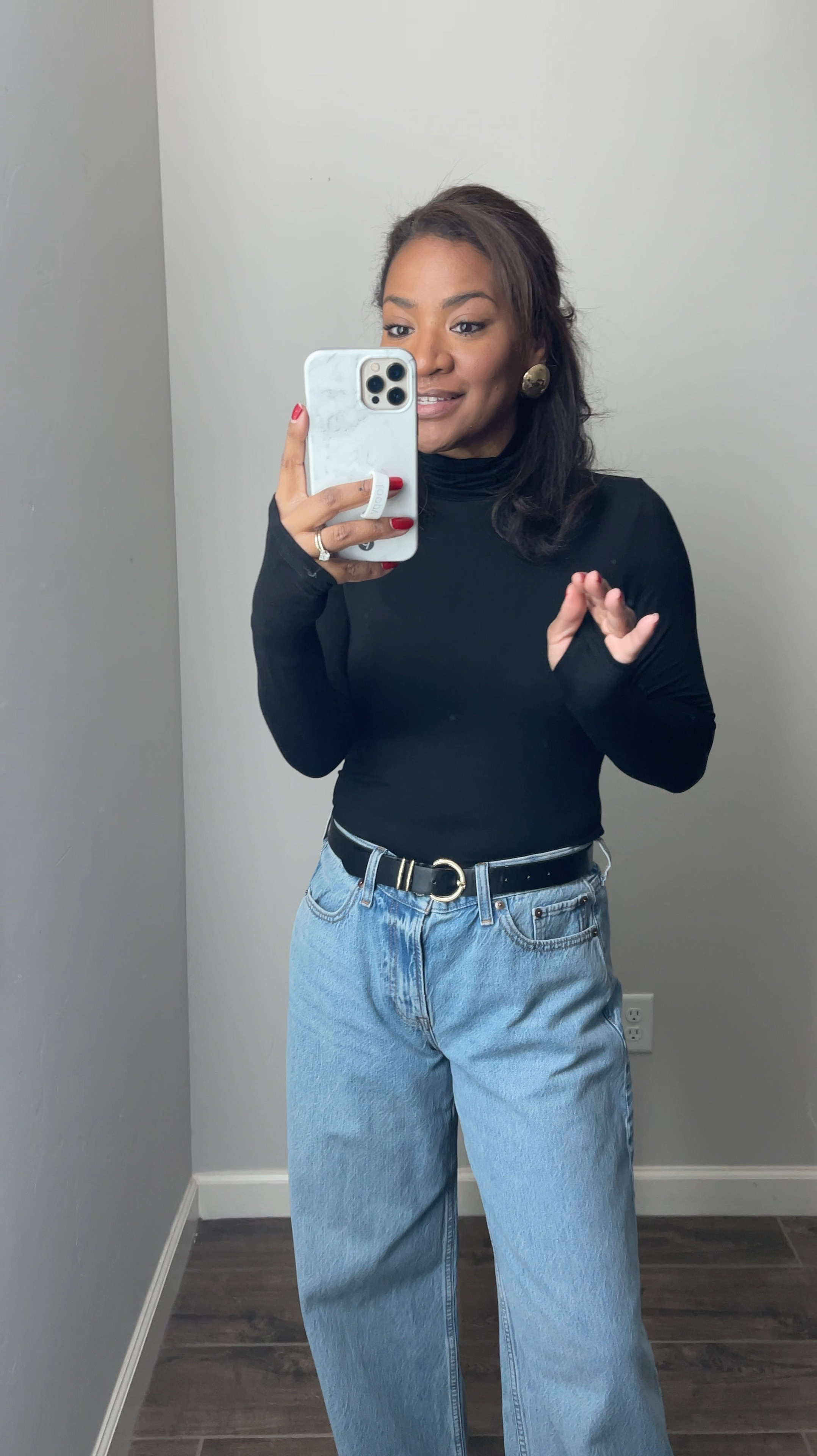 Wearing a size small in turtleneck, jeans are a size 27 regular 
Winter outfits, winter outfit ideas 

#LTKStyleTip #LTKFindsUnder50 #LTKFindsUnder100