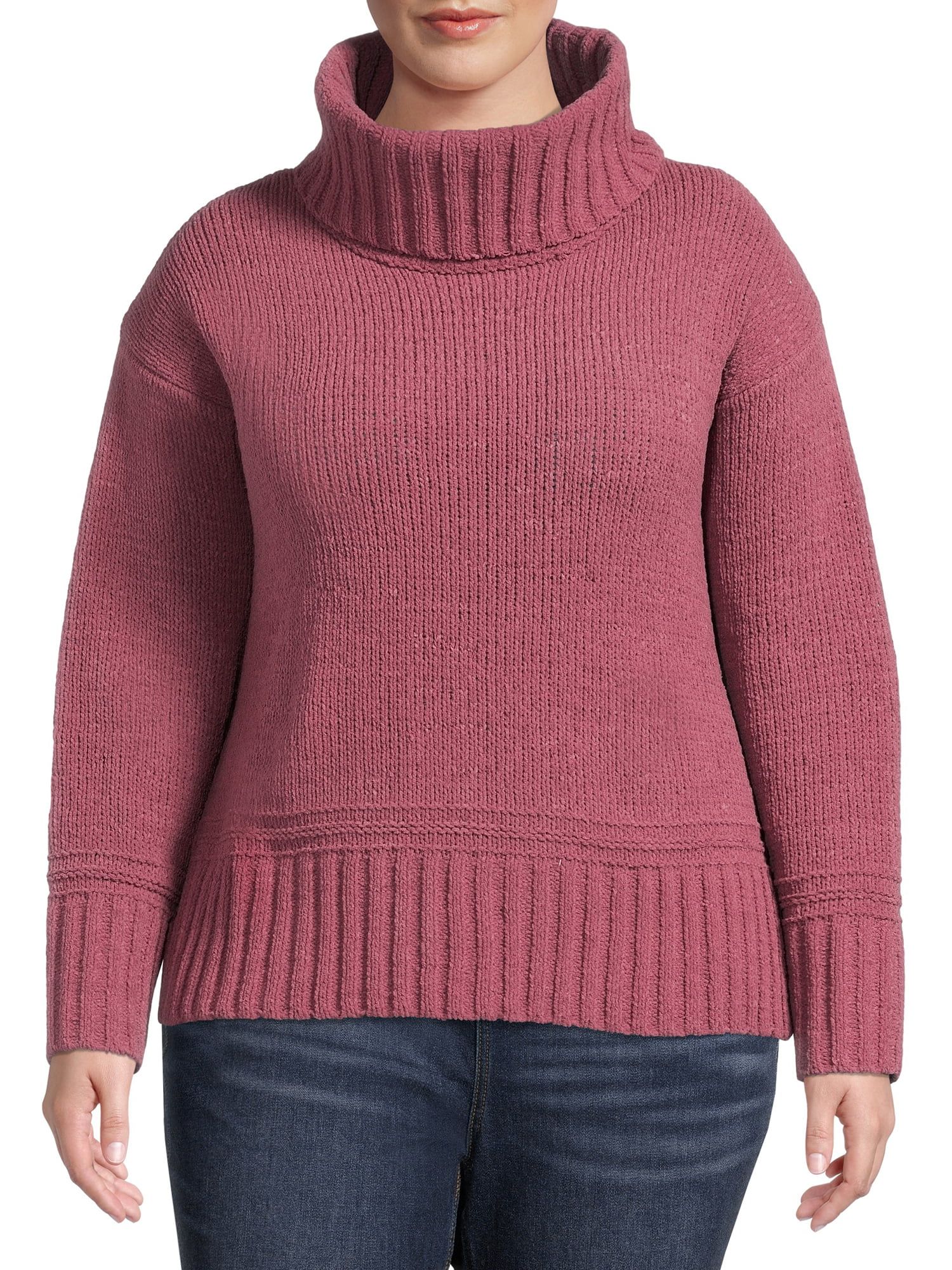 Terra & Sky Women's Plus Size Chenille Turtleneck Sweater | Walmart (US)