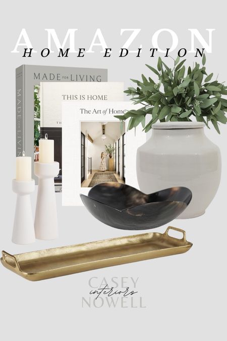 Neutral home decor, amazon home, gold tray, tortoise bowl, white vase, eucalyptus stems, candlesticks, candle
Holder, decor books.

#LTKhome #LTKfindsunder50 #LTKfindsunder100