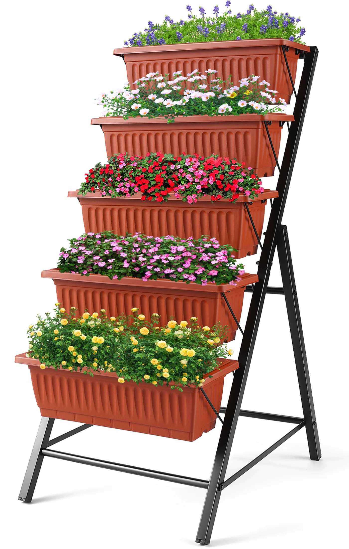 SEJOV 4 ft Vertical Garden 5-Tier Raised Garden Bed Planter Box for Patio Balcony Flower Herb Fre... | Walmart (US)