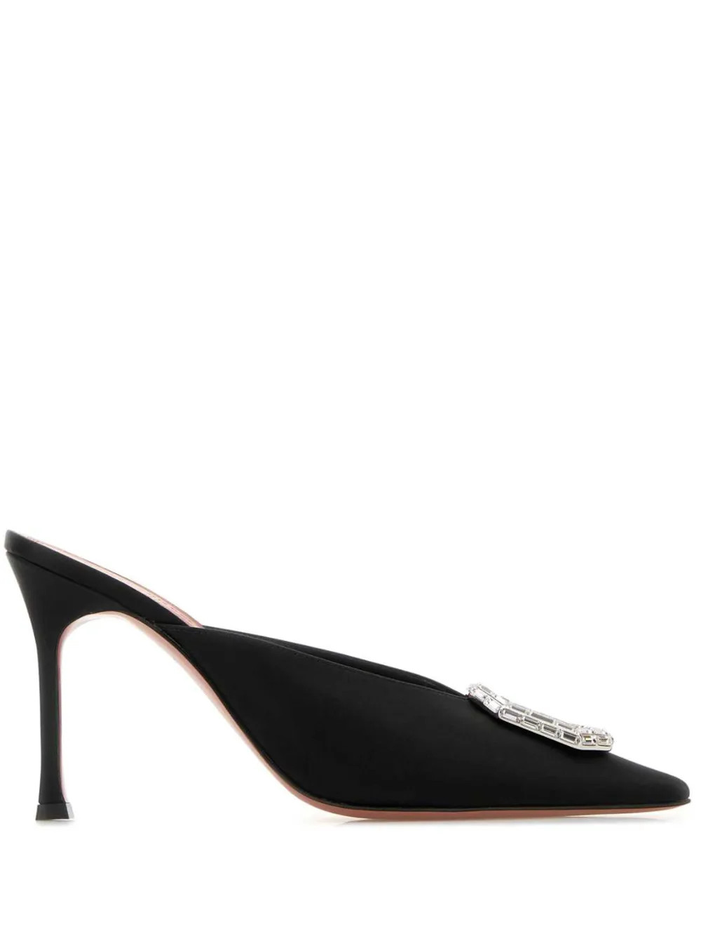 Amina Muaddi 90mm Camelia Mules | Black | FARFETCH | Farfetch Global