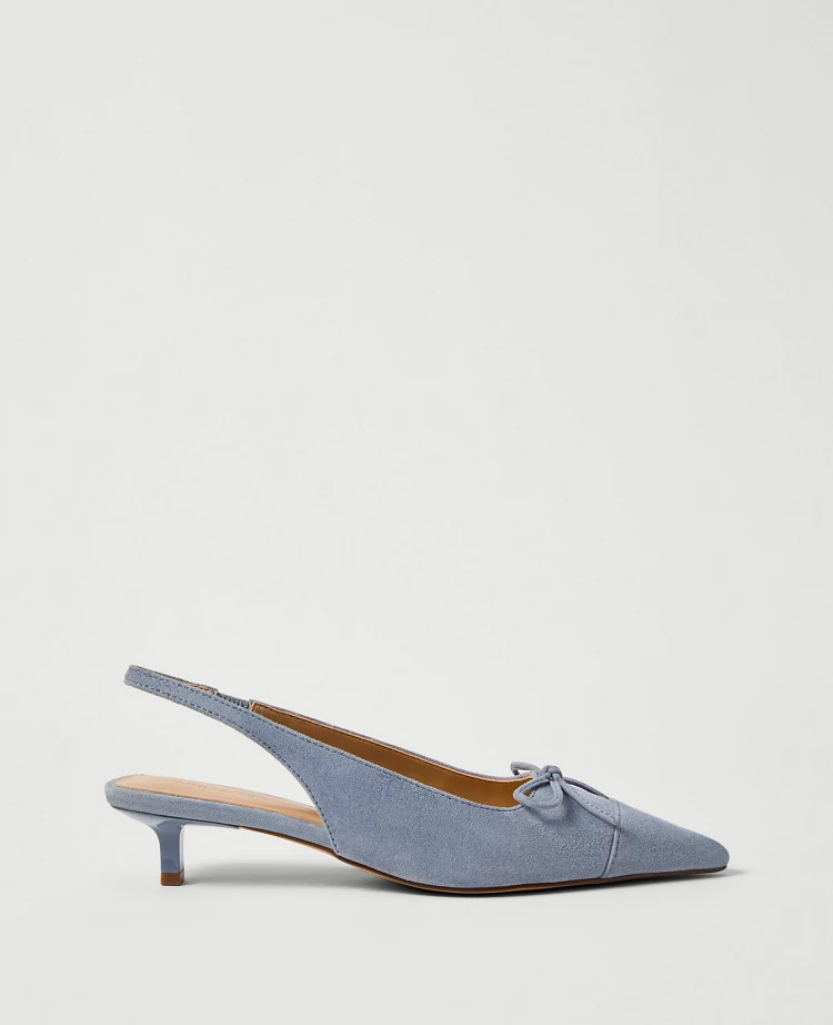 Suede Bow Slingback Pump | Ann Taylor