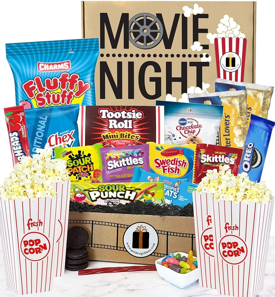 Deluxe Movie Night Gift Baskets - Popcorn Gift Set For A Memorable Movie Night With Popcorn Bucke... | Amazon (US)