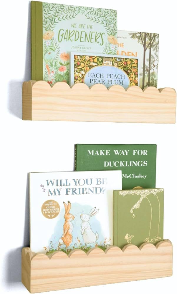 Scalloped Shelves Set of 2 - Preassembled Kids Bookshelf - Book Shelf for Kids Rooms - Nursery Bo... | Amazon (US)