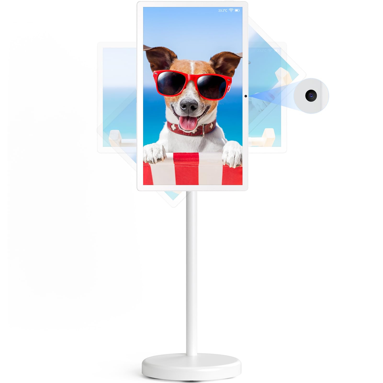 22-Inch Portable TV on Wheels, 1080p Portable Touch Screen Monitor, Smart Rolling TV Built-in 13M... | Amazon (US)