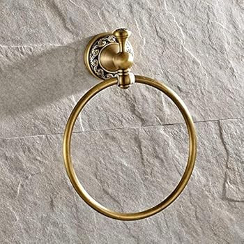 Leyden Brass Towel Ring, Antique Retro Round Towel Holder, Wall Mounted Bath Hand Towel Rack Rail Ba | Amazon (US)