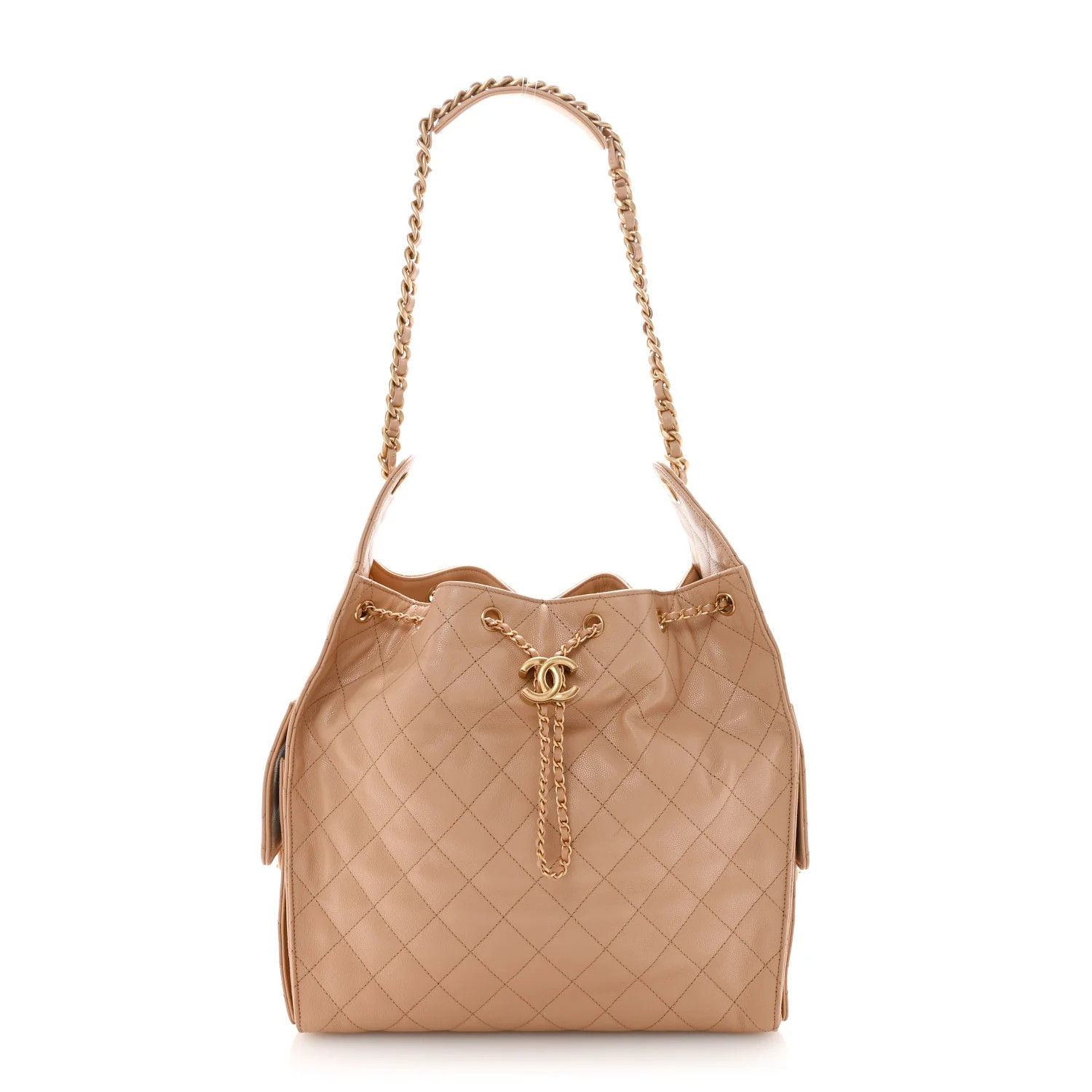 Caviar Quilted Medium Chanel 25 Handbag Beige | FASHIONPHILE (US)