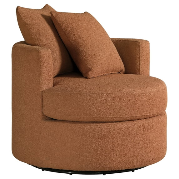 Debbie Upholstered Swivel Accent Chair Burnt Orange | Walmart (US)